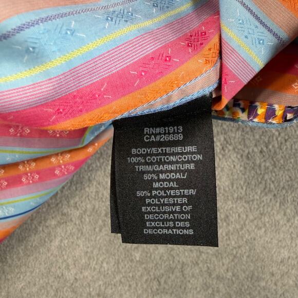 Robert Graham Colorful Striped Button Down Men's Medium Embroidered Flip Cuffs - Picture 9 of 10